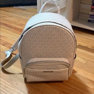 Michael Kors White MK Mini Backpack